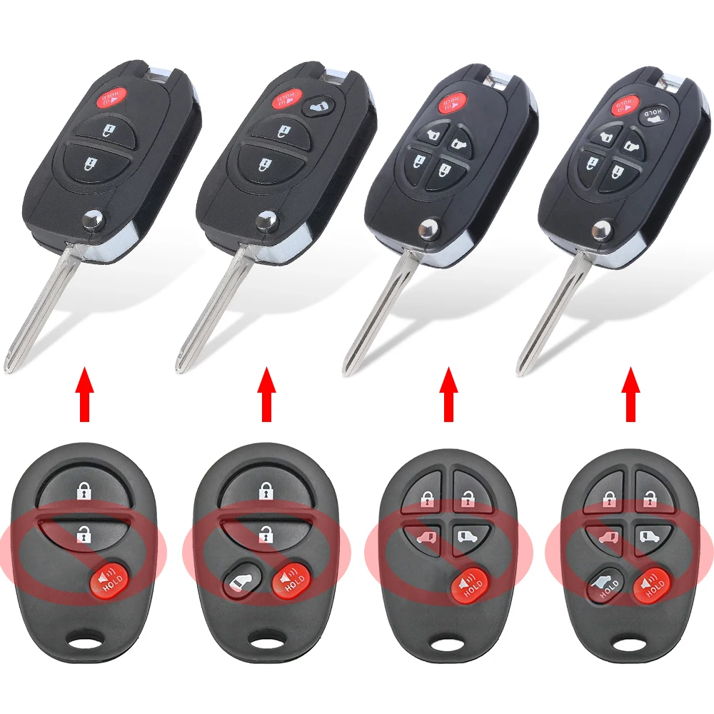 

Keyecu GQ43VT20T 3 4 5 6 Buttons with 4D67 / G Chip Upgraded Flip Remote Key for Toyota Highlander Tacoma Sequoia Tundra Sienna