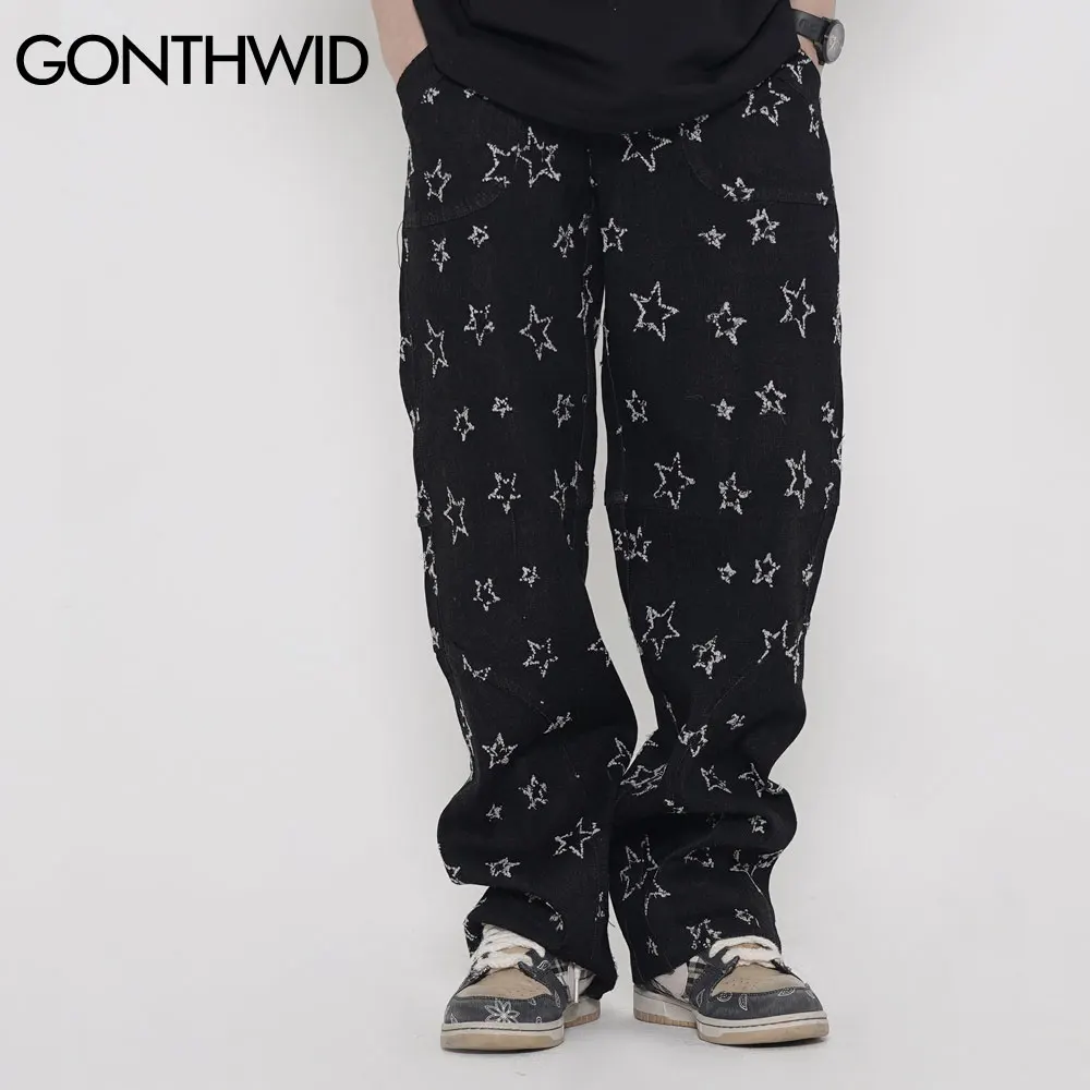 GONTHWID Denim Pants Streetwear Casual Men Star Print Loose Jeans Fashion Hip Hop Harajuku Loose Button Zipper Trousers Male
GONTHWID Denim Pants Streetwear Casual Men Star Print Loose Jeans Fashion Hip Hop Harajuku Loose Button Zipper Trousers Male