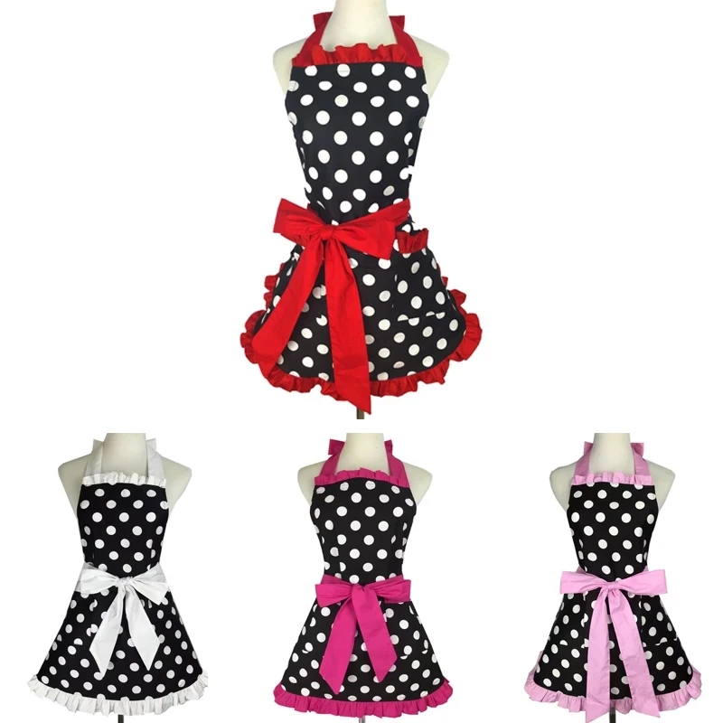 Cute Apron Retro Black Polka Dot Retro Ruffle Side Vintage Cooking Aprons with Pockets for Women Girls
Cute Apron Retro Black Polka Dot Retro Ruffle Side Vintage Cooking Aprons with Pockets for Women Girls