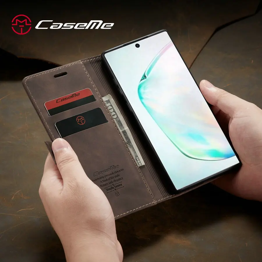 CaseMe новый оригинальный чехол для телефона samsung Galaxy Note 10 ретро Магнитная Кредитная