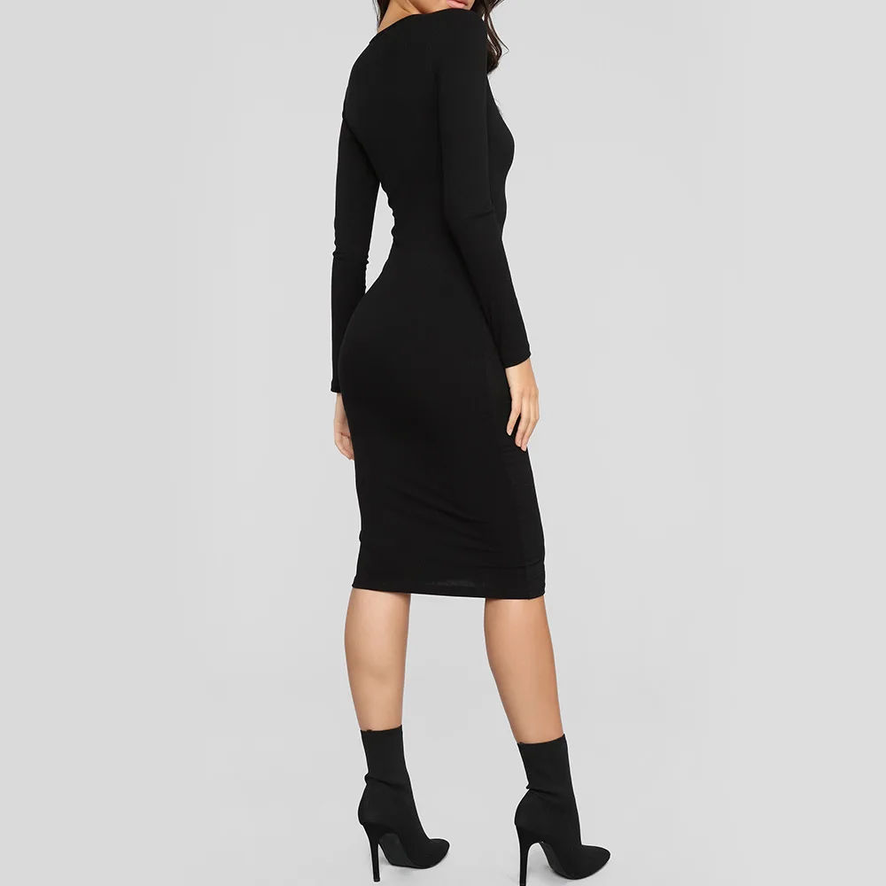 Fashion Women Sexy Bodycon Dress Autumn Winter Knitted Midi Dress Robe Solid Package Hip Long Sleeve Dresses Party Robe
Fashion Women Sexy Bodycon Dress Autumn Winter Knitted Midi Dress Robe Solid Package Hip Long Sleeve Dresses Party Robe