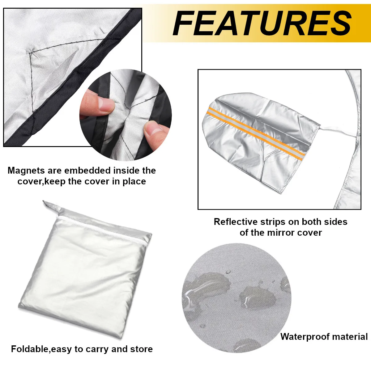 210x123.5x146cm Car Magnetic Windshield Cover Winter Snow Sun Ice Frost Dust Protector Waterproof Windscreen Cover Black/Silver
210x123.5x146cm Car Magnetic Windshield Cover Winter Snow Sun Ice Frost Dust Protector Waterproof Windscreen Cover Black/Silver