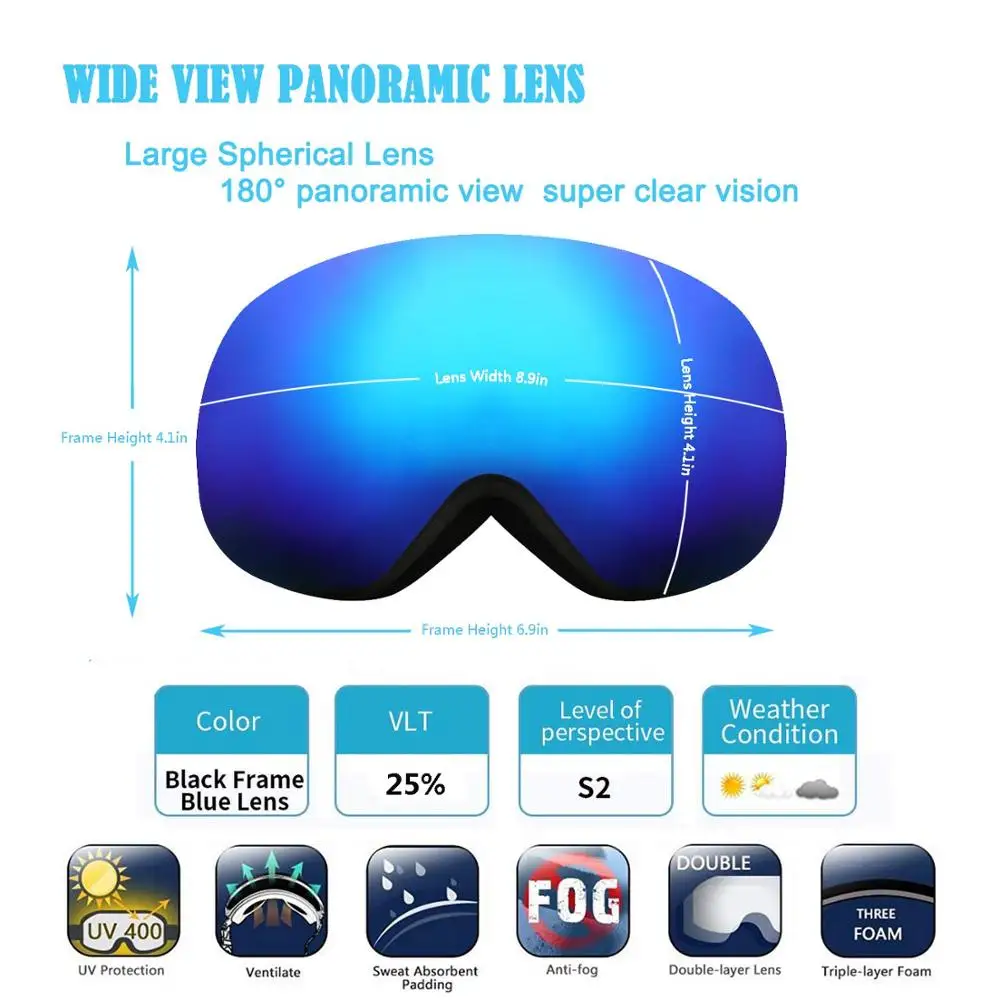New Ski Goggles Men Women Double Layers Anti-fog Big Ski Mask UV400 Glasses Protection Skiing Winter Snow Snowboard Goggles
New Ski Goggles Men Women Double Layers Anti-fog Big Ski Mask UV400 Glasses Protection Skiing Winter Snow Snowboard Goggles