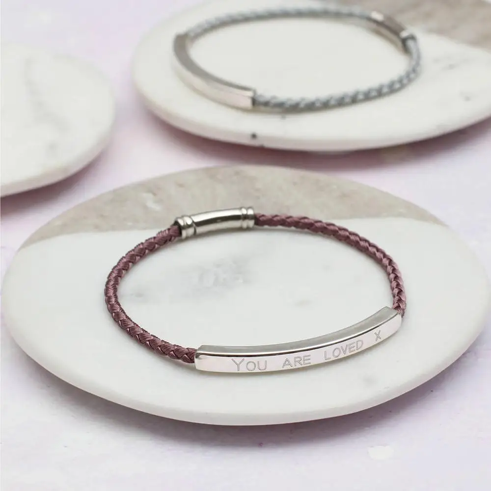 Personalized Stainless Steel Customized Letters Engraved Rope Bracelet Jewelry For Lovers Remark Your Length
Personalized Stainless Steel Customized Letters Engraved Rope Bracelet Jewelry For Lovers Remark Your Length