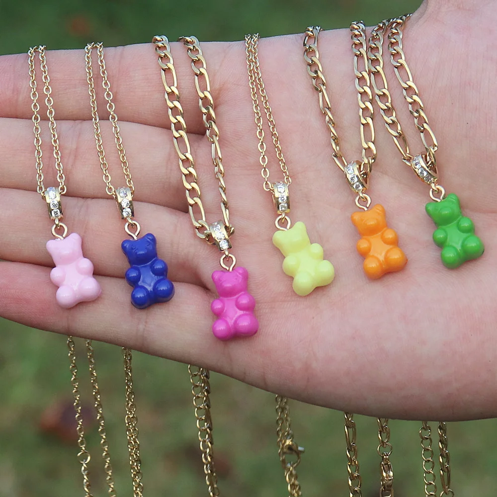 10 pcs Cute Resin Bear Charm Necklace Stainless Steel Chain Choker Bear Pendant For Women Best Friend Gift Wholesale
10 pcs Cute Resin Bear Charm Necklace Stainless Steel Chain Choker Bear Pendant For Women Best Friend Gift Wholesale