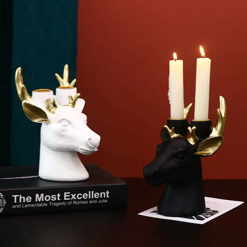 Deer Head Candlestick Home Decoration Accessories Resin Elk Sculpture Minimalist Candle Holder Household Furnishings Decorations
Deer Head Candlestick Home Decoration Accessories Resin Elk Sculpture Minimalist Candle Holder Household Furnishings Decorations