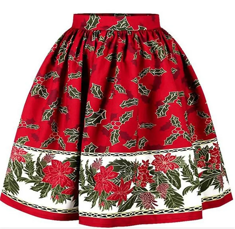 Red Flower Christmas Tree Hepburn Vintage Bubble Skirt Printed High Waist Mid Length Skirt Street Style Puffy Skirt 
Red Flower Christmas Tree Hepburn Vintage Bubble Skirt Printed High Waist Mid Length Skirt Street Style Puffy Skirt