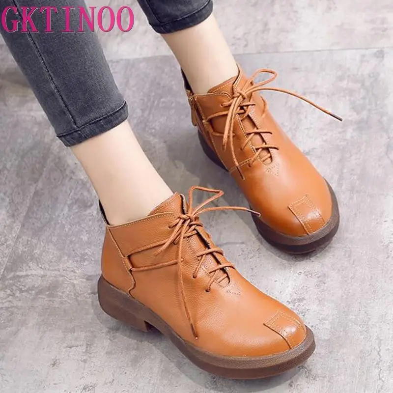 New women Genuine Leather Boots Vintage Style Flat Booties Soft Cowhide Women's Shoes side Zip Ankle Boots zapatos mujer T1077
New women Genuine Leather Boots Vintage Style Flat Booties Soft Cowhide Women's Shoes side Zip Ankle Boots zapatos mujer T1077