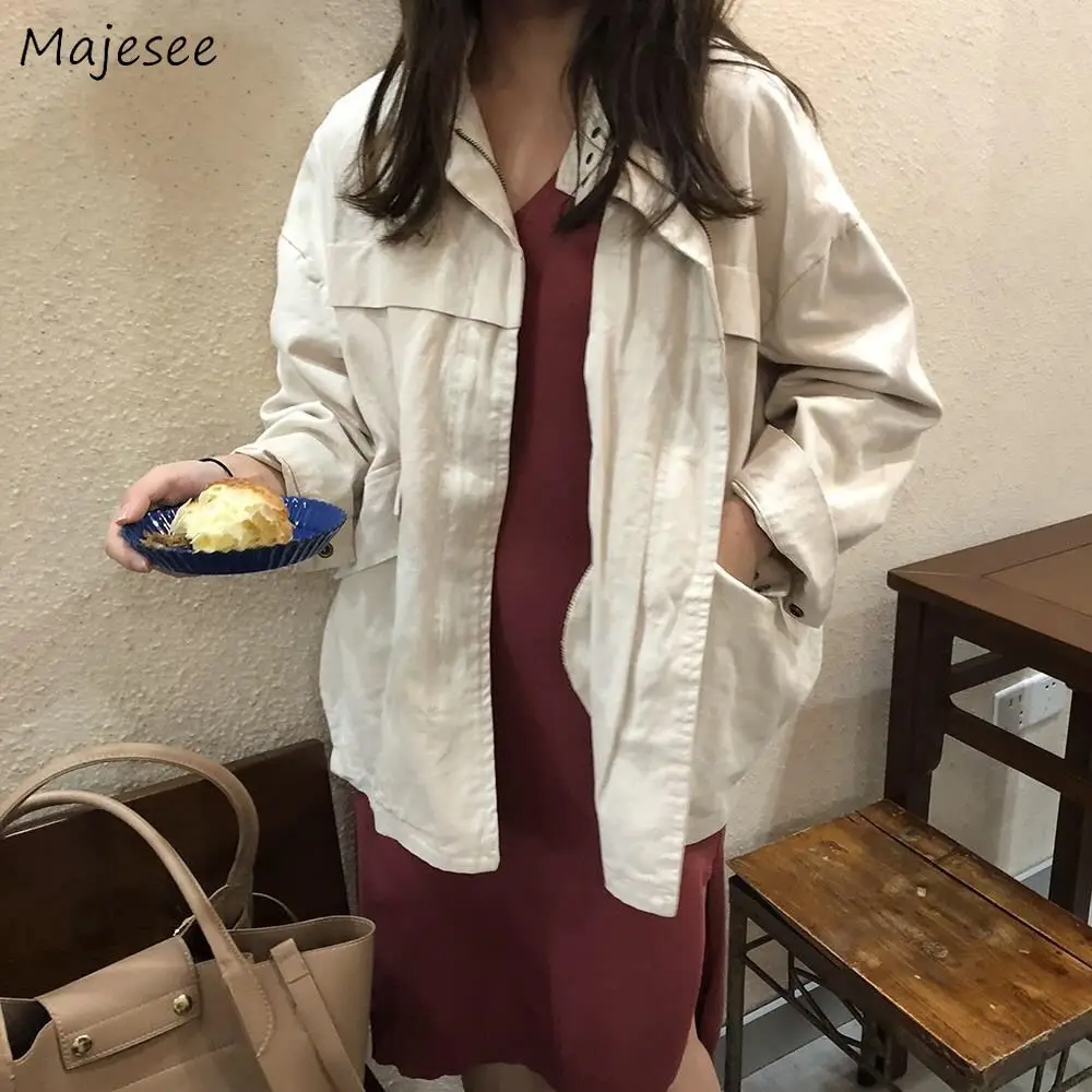 Women Basic Jacket Zipper Boyfriend Front Pockets Simple Wind-proof Outwear Solid Ulzzang Fashionable Females School Girls New
Women Basic Jacket Zipper Boyfriend Front Pockets Simple Wind-proof Outwear Solid Ulzzang Fashionable Females School Girls New