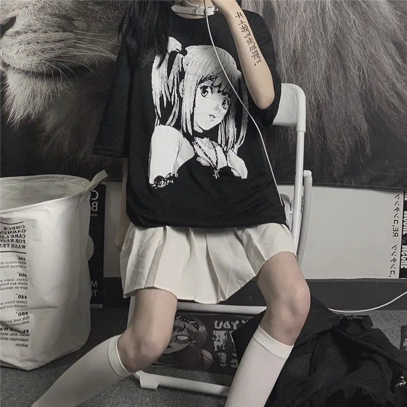 Emo Goth Anime Graphic T Shirts Women 2022 Summer Japanese Harajuku Alt Clothes Y2K Aesthetic E Girl Top Mujer Black Tee Shirt
Emo Goth Anime Graphic T Shirts Women 2022 Summer Japanese Harajuku Alt Clothes Y2K Aesthetic E Girl Top Mujer Black Tee Shirt