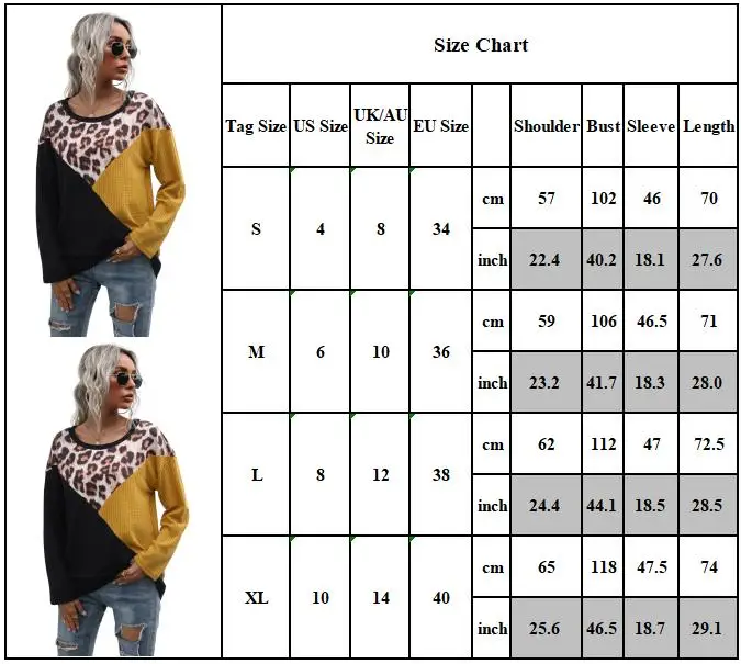 Womens Long Sleeve Leopard Printed Patchwork Tops Casual Loose Round Neck Pullover T Shirt Plus Size Female Ropa De Mujer
Womens Long Sleeve Leopard Printed Patchwork Tops Casual Loose Round Neck Pullover T Shirt Plus Size Female Ropa De Mujer