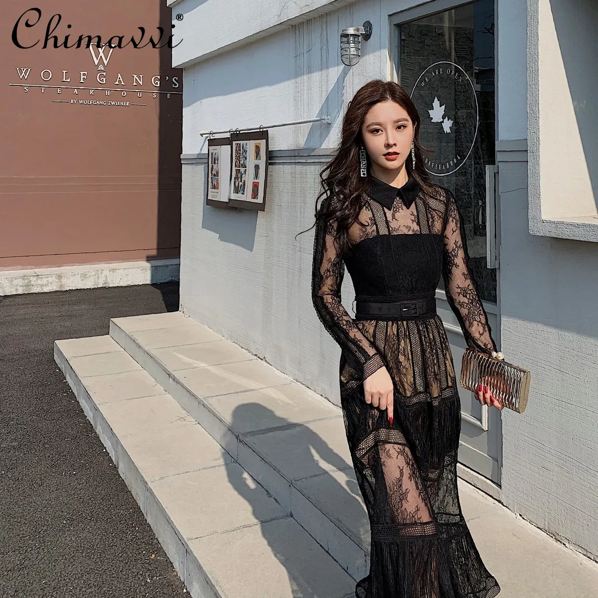 Sexy Dresses for Women 2021 Spring&Summer New Perspective Elegant Maxi Dress Black Lace Stitching Long Sleeve High-waist Dress
Sexy Dresses for Women 2021 Spring&Summer New Perspective Elegant Maxi Dress Black Lace Stitching Long Sleeve High-waist Dress