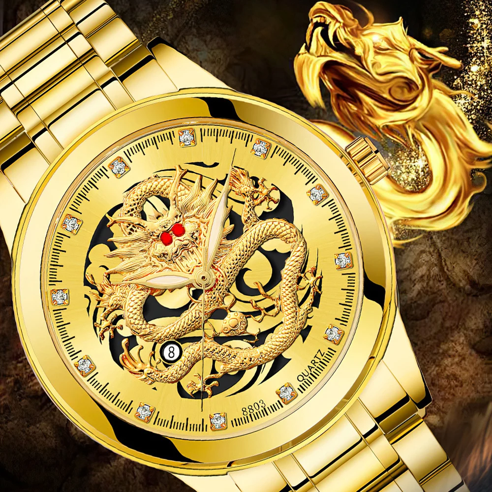 Loyal Men Watch Luxury Gold Business Relojes 2020 Steel Calendar Relogios Masculino Horloge Mannen Quartz Clocks Oriental Dragon
Loyal Men Watch Luxury Gold Business Relojes 2020 Steel Calendar Relogios Masculino Horloge Mannen Quartz Clocks Oriental Dragon