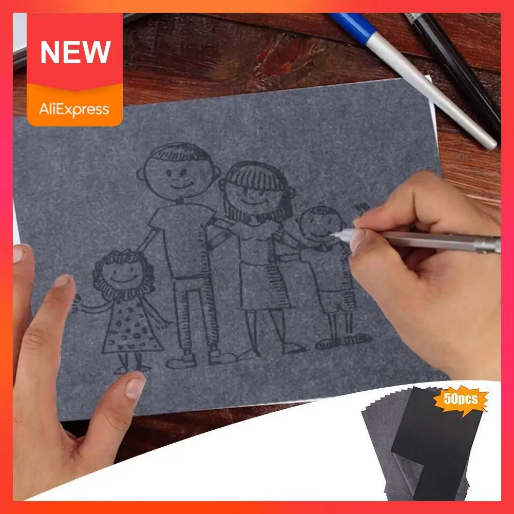 50pcs/set Carbon Papers Graphite Single-sided Black Carbon Accessories Legible Painting Painting Tracing Reusable Paper Pap K4P9
50pcs/set Carbon Papers Graphite Single-sided Black Carbon Accessories Legible Painting Painting Tracing Reusable Paper Pap K4P9