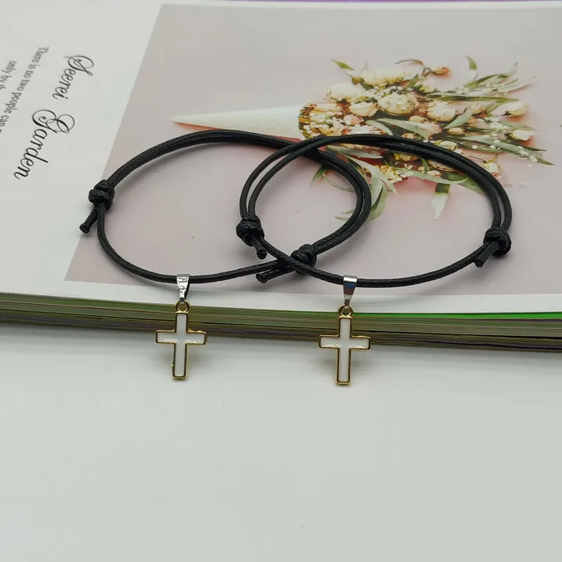 2 pcs/lot Cross Couple Bracelet New Fashion White Black Color Charm Bracelet Gift For Friend Lover Handmade Trendy Jewelry
2 pcs/lot Cross Couple Bracelet New Fashion White Black Color Charm Bracelet Gift For Friend Lover Handmade Trendy Jewelry