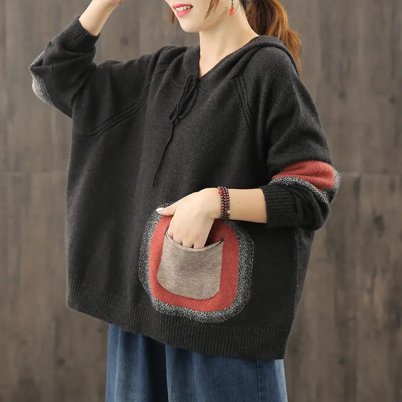 Plus Size Wool Knitted Jacket Women 2020 New Distressed Color Matching Pocket Loose Hooded Sweater Coat Oversized Pullover Y164
Plus Size Wool Knitted Jacket Women 2020 New Distressed Color Matching Pocket Loose Hooded Sweater Coat Oversized Pullover Y164