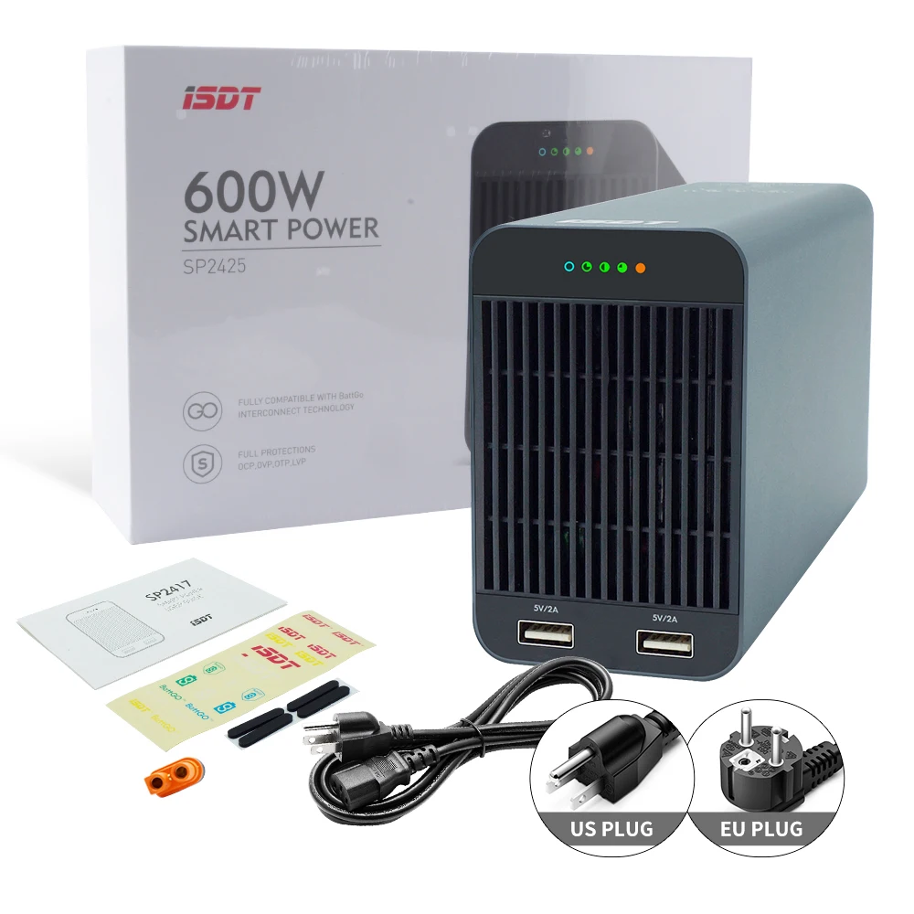 ISDT SP2425 BattGo 600W 25A LED Indicator Light Smart Power Supply Adapter With Dual USB Charging Output for IDST Q6 Charger
ISDT SP2425 BattGo 600W 25A LED Indicator Light Smart Power Supply Adapter With Dual USB Charging Output for IDST Q6 Charger