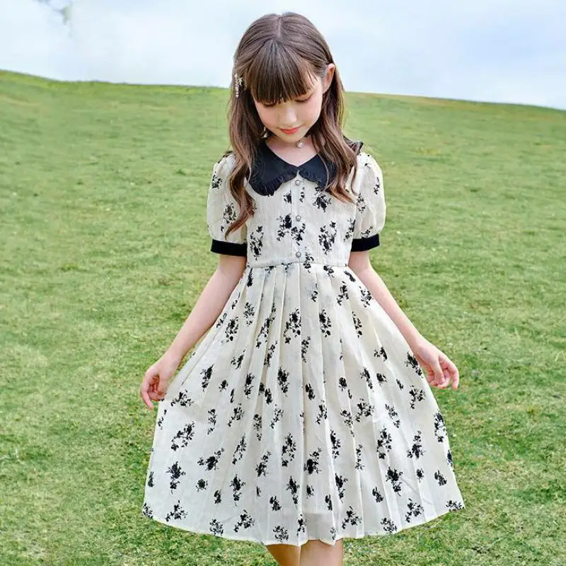 Lovely Sweet Chiffon Dress For Girls Fashion Turndown Collar Mid Length Gowns Summer Casual Breathable Dresses Clildren Clothes
Lovely Sweet Chiffon Dress For Girls Fashion Turndown Collar Mid Length Gowns Summer Casual Breathable Dresses Clildren Clothes