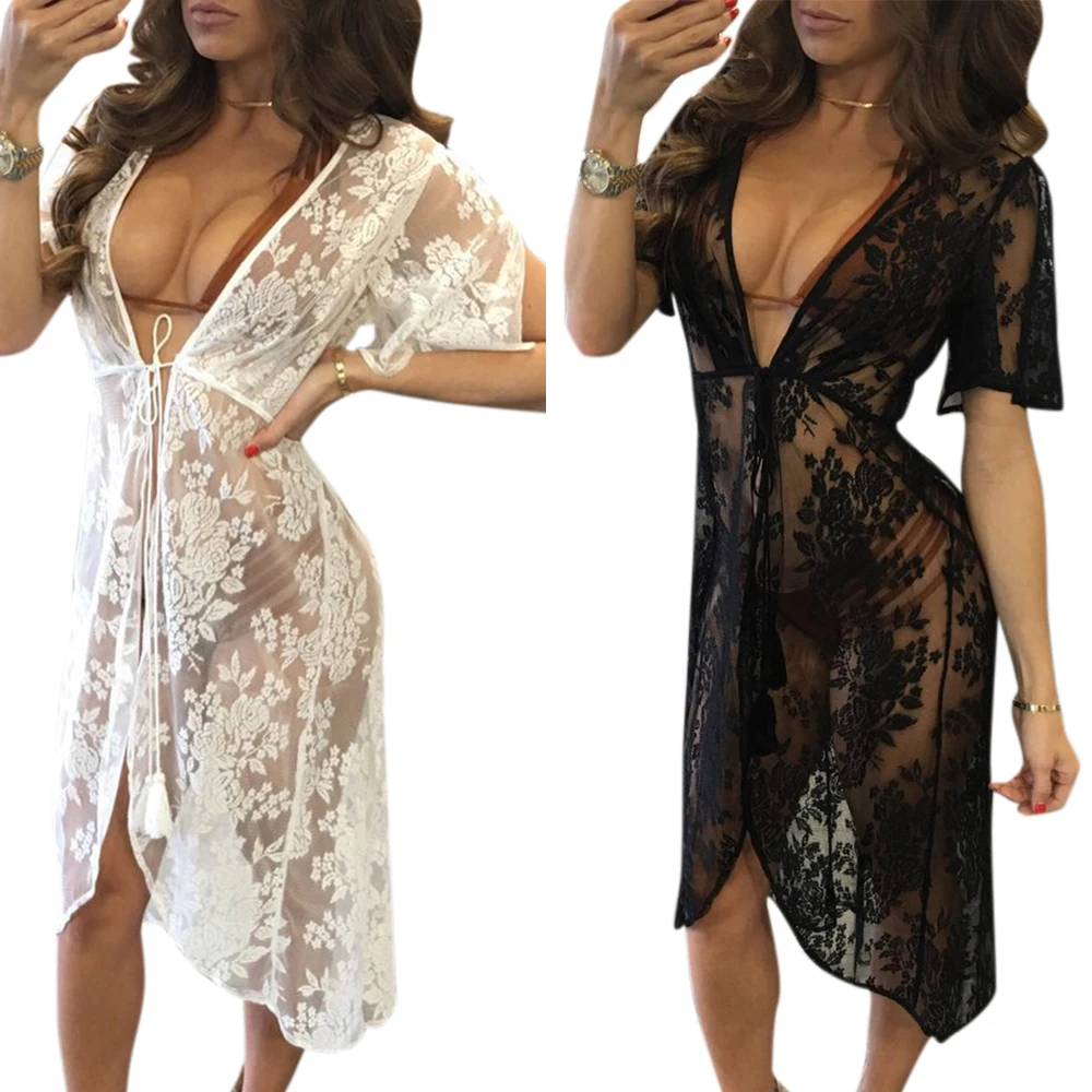 Womens Sheer Bikini Cover Up Long Lace Short Sleeve Swimwear See Through Blouse Ladies Summer Swimming Wearing Clothes Suit
Womens Sheer Bikini Cover Up Long Lace Short Sleeve Swimwear See Through Blouse Ladies Summer Swimming Wearing Clothes Suit