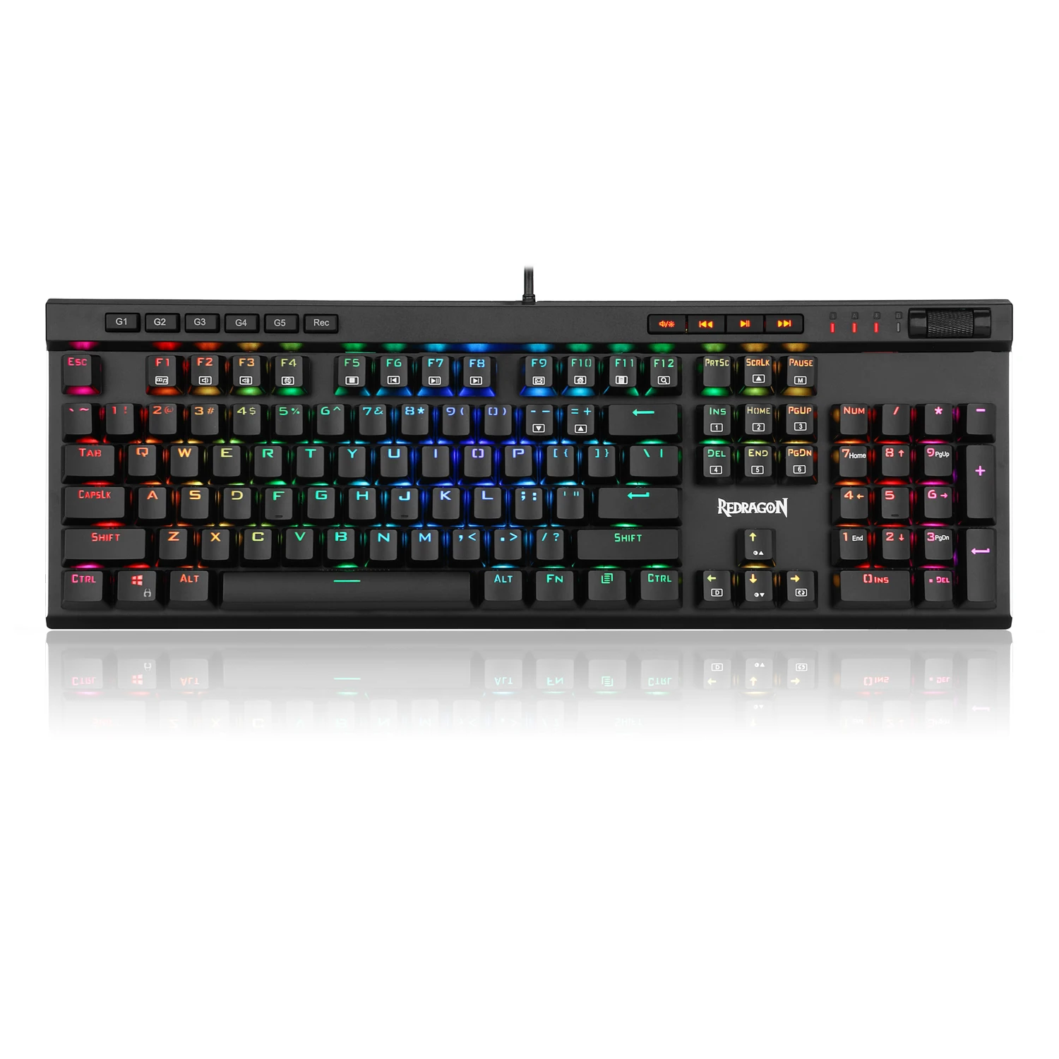 Redragon K580 RGB LED Backlit Mechanical Gaming Keyboard with Macro Keys & Dedicated Media Controls Onboard Recording
Redragon K580 RGB LED Backlit Mechanical Gaming Keyboard with Macro Keys & Dedicated Media Controls Onboard Recording