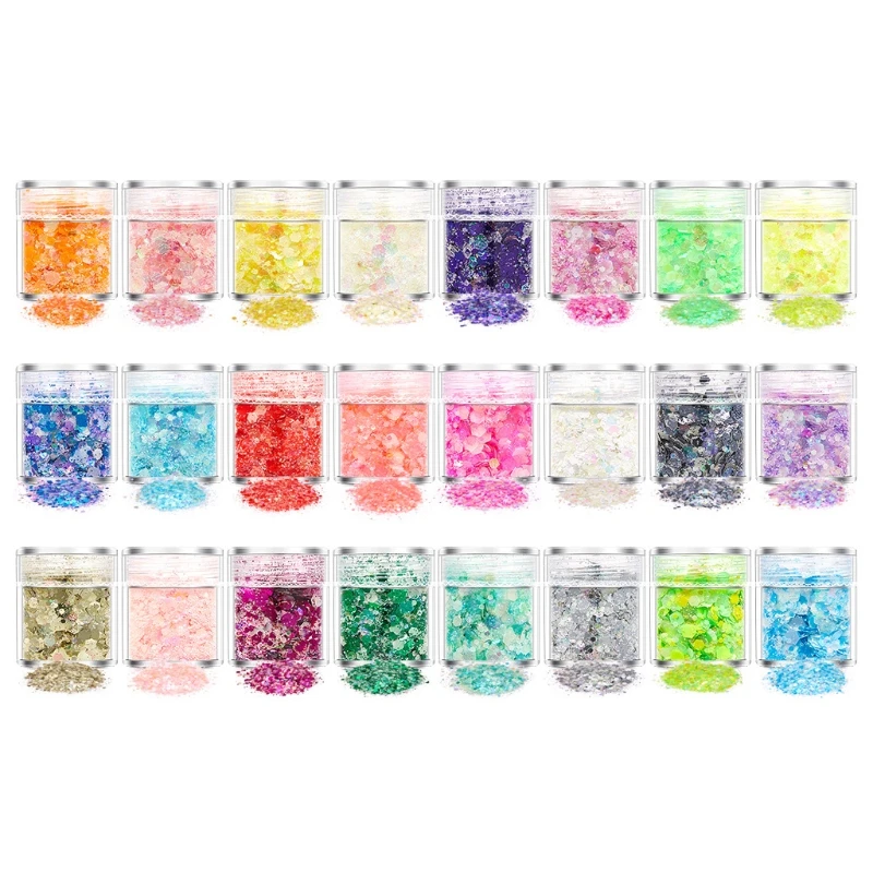 24 Color Glitter Powder Sequins Luminous Holographic Chunky Glitter Sequins for Resin Crafts Filler Body Face Nail Art Decor
24 Color Glitter Powder Sequins Luminous Holographic Chunky Glitter Sequins for Resin Crafts Filler Body Face Nail Art Decor