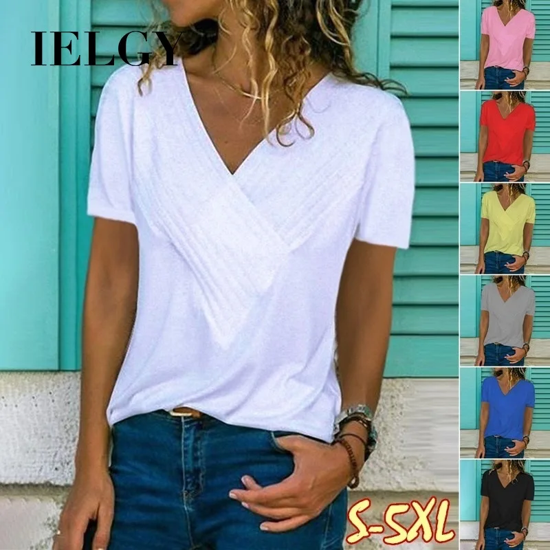 IELGY Summer new women's hot sale Slim stitching V-neck short sleeve solid color T-shirt spot
IELGY Summer new women's hot sale Slim stitching V-neck short sleeve solid color T-shirt spot