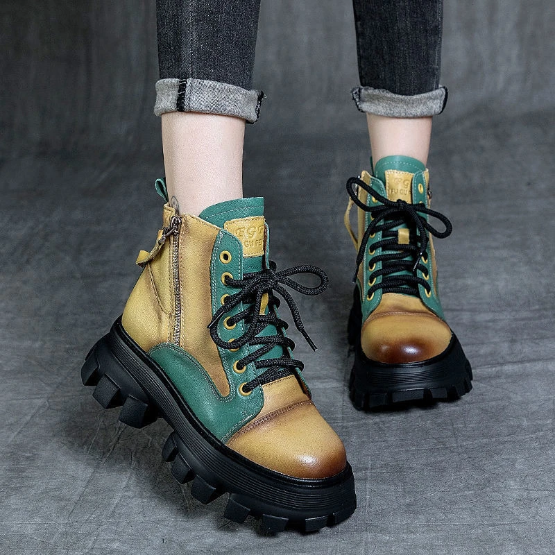Women's Martin boots 2021 winter new leather shoes zipper round toe wedge retro mixed color platform ankle boots
Women's Martin boots 2021 winter new leather shoes zipper round toe wedge retro mixed color platform ankle boots