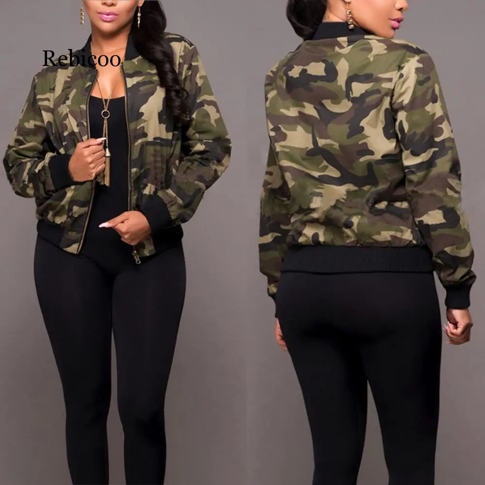 Jacket Women Long Sleeve Camouflage Bomber Autumn Casual Coat Military Zipper Slim Cropped Coat with pockets
Jacket Women Long Sleeve Camouflage Bomber Autumn Casual Coat Military Zipper Slim Cropped Coat with pockets