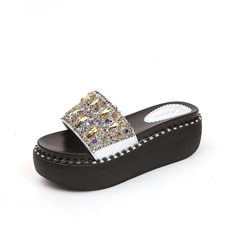 Rome Open Toe Crystal Outside Women Platform Wedges Slides High Summer Women Shoes Metal Decoration Mixed Colors Slippers
Rome Open Toe Crystal Outside Women Platform Wedges Slides High Summer Women Shoes Metal Decoration Mixed Colors Slippers