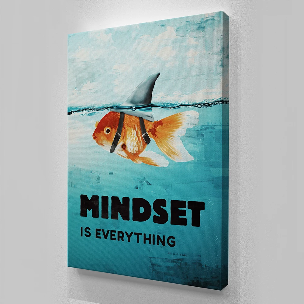 Мотивационные плакаты в скандинавском стиле холст с принтом на стену Mindset Is All Shark