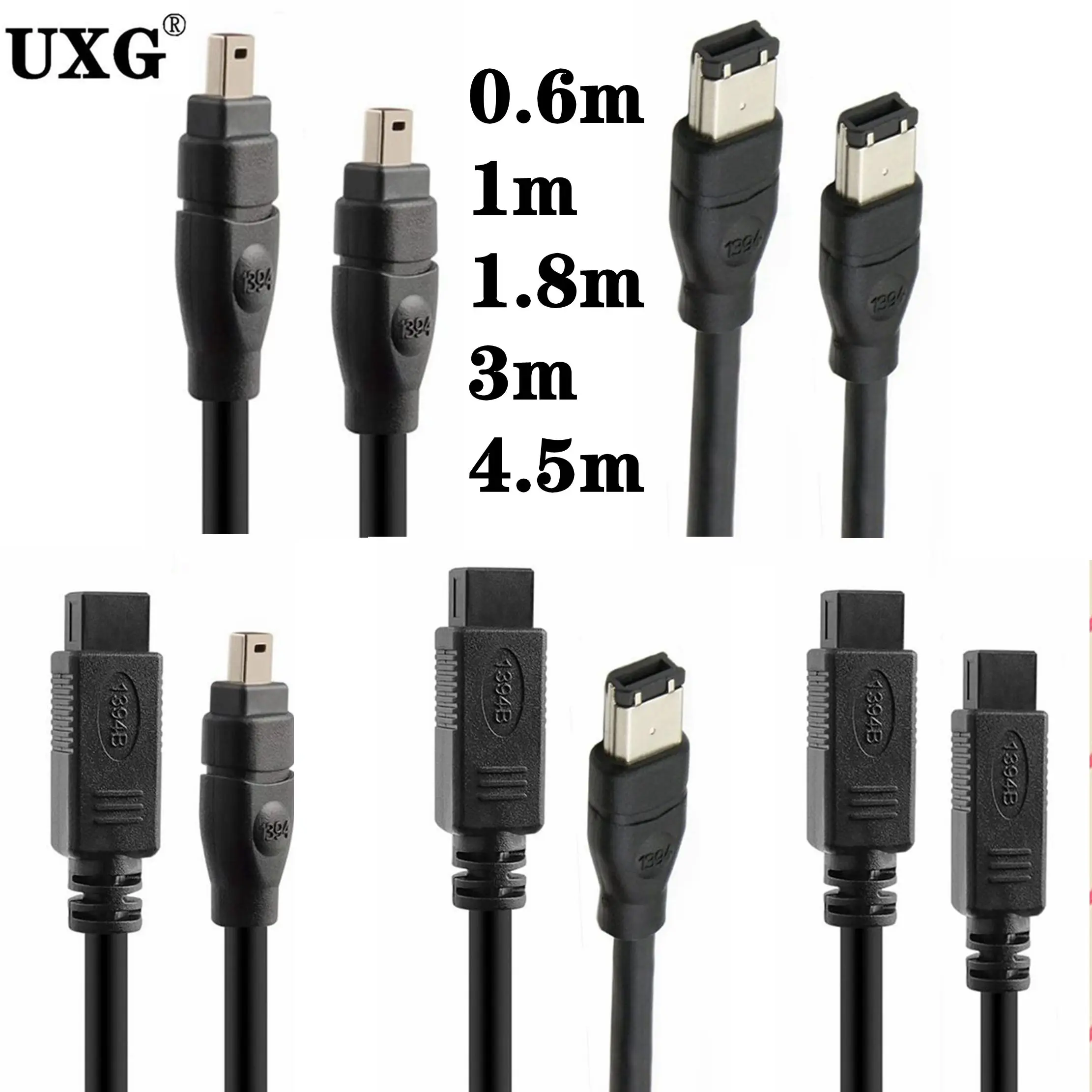 

High Quality FireWire 800 FireWire 400 IEEE 1394B 1394 Cable 9Pin To 4pin 6pin Data Transmission Cable Cord 0.6m 1m 1.8m 3m 5m