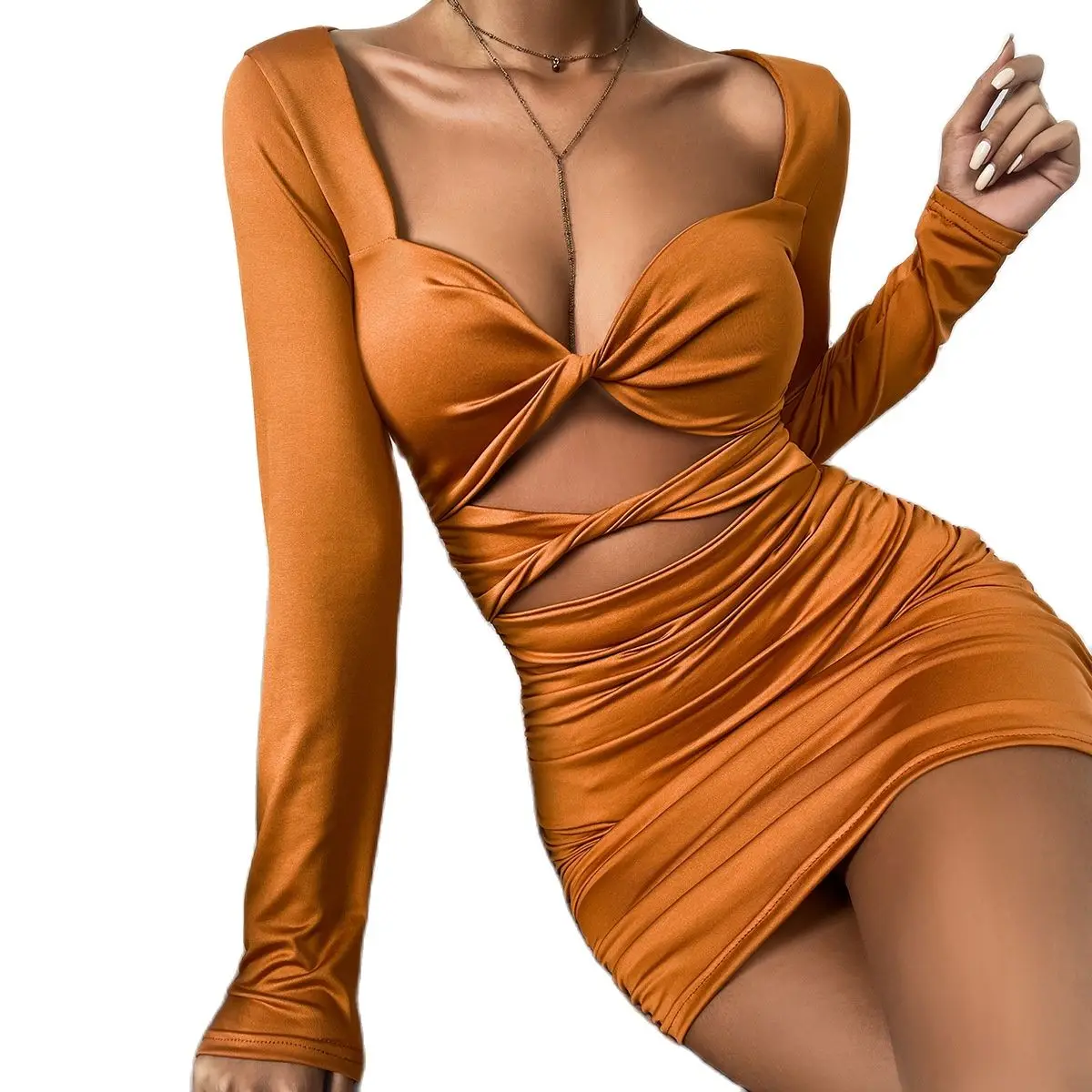 Lady Drawstring Hollow Out Sexy 2021 Autumn Dress For Women Long Sleeve Bodycon Mini Dress Vestidos Pleated Skinny Casual Dress
Lady Drawstring Hollow Out Sexy 2021 Autumn Dress For Women Long Sleeve Bodycon Mini Dress Vestidos Pleated Skinny Casual Dress
