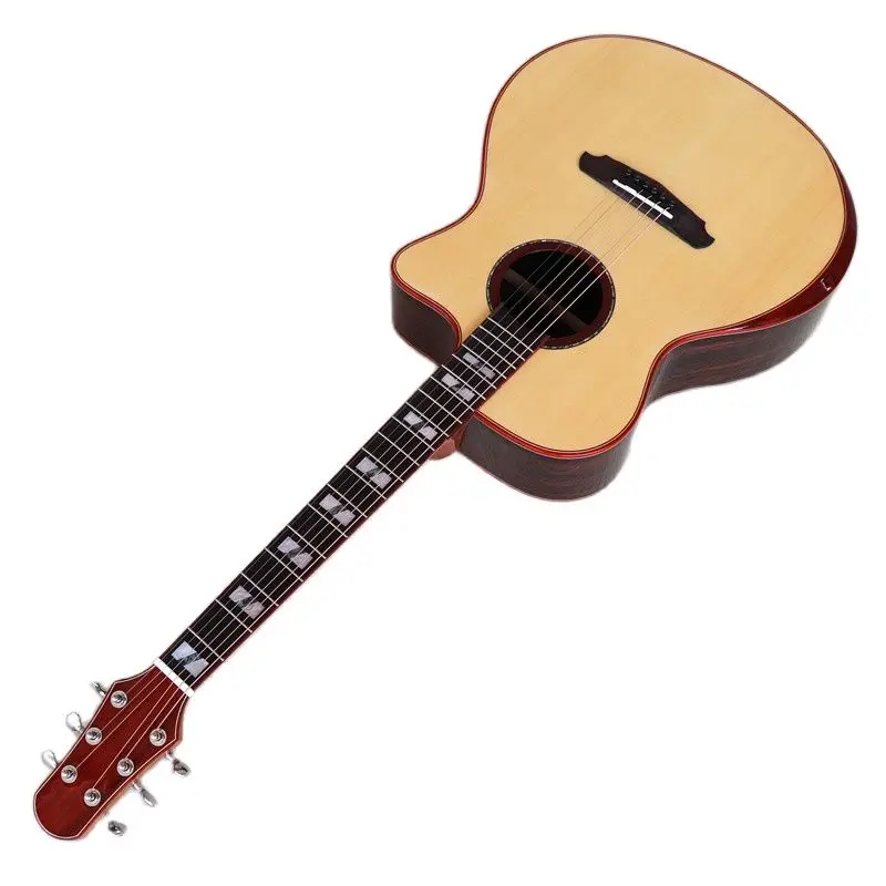Hand made acoustic guitar 41 inch solid wood top high gloss 6 string folk guitar natural color with radian corner
Hand made acoustic guitar 41 inch solid wood top high gloss 6 string folk guitar natural color with radian corner