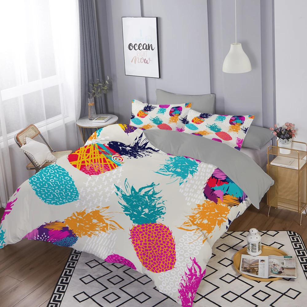 Colorful Pineapple Pattern Printed Duvet Cover With Pillowcase 2/3pcs 3D Bedding Set Blanket/Comforter Cover Set Home Textiles
Colorful Pineapple Pattern Printed Duvet Cover With Pillowcase 2/3pcs 3D Bedding Set Blanket/Comforter Cover Set Home Textiles