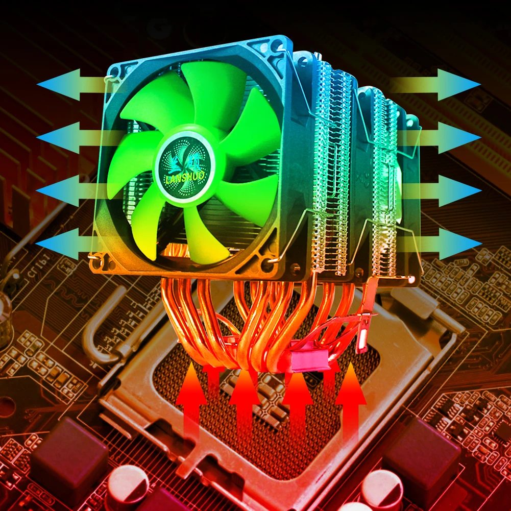 CPU Radiator 3-Pin 6 Heat Pipes Desktop PC Case CPU Cooler for AMD/Intel LGA 775/1150/X79 X99 LGA2011 Motherboard Cooling Fan
CPU Radiator 3-Pin 6 Heat Pipes Desktop PC Case CPU Cooler for AMD/Intel LGA 775/1150/X79 X99 LGA2011 Motherboard Cooling Fan