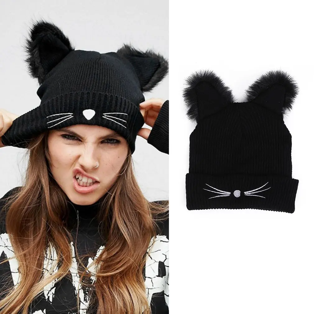 Funny Cat Ear Design Hat Winter Knit Cap Warm Winter Autumn Cap for Women Cap Solid Color Knitted Hat Cap
Funny Cat Ear Design Hat Winter Knit Cap Warm Winter Autumn Cap for Women Cap Solid Color Knitted Hat Cap