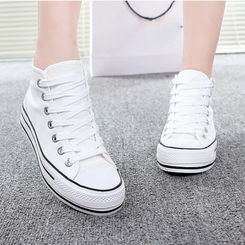 High-top 5.5cm Platform Canvas Women Shoes Lace-up Ladies Casual Sneakers Outdoor Breathable Leisure Footwear
High-top 5.5cm Platform Canvas Women Shoes Lace-up Ladies Casual Sneakers Outdoor Breathable Leisure Footwear