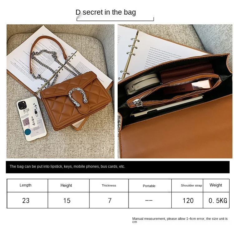 2021 Spring And Summer New Embroidery Thread Fashion Wild One-shoulder Messenger Bag Tide Chain Bag Female Bag