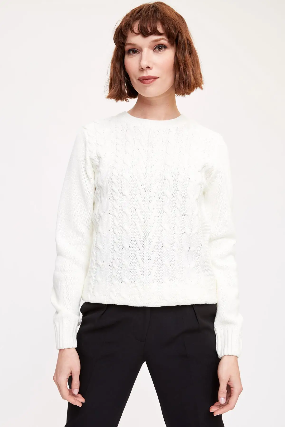Фото DeFacto зимняя женская пуловер трикотажный джемпер свободного покроя мода новый