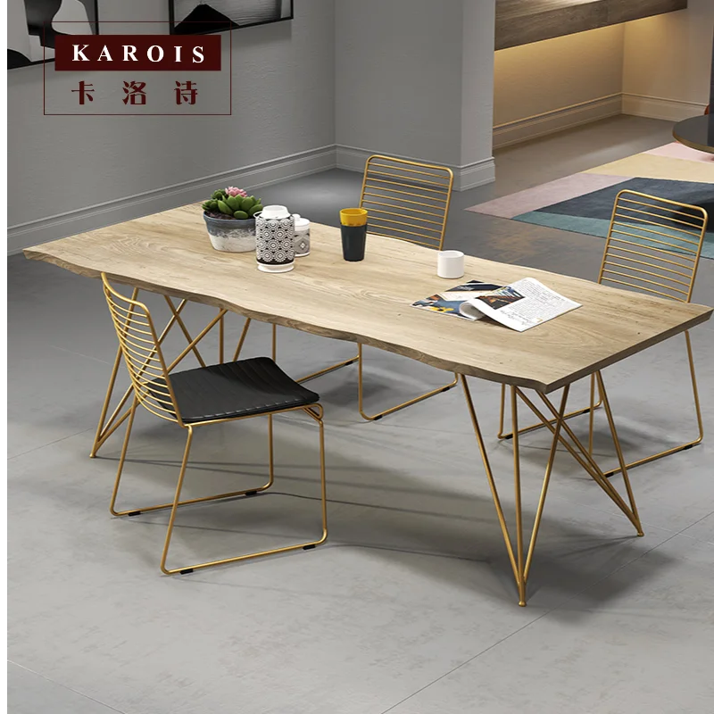 Karois Nordic Dining Table Home Solid Wood Whole Board Modern Minimalist Studio Iron Tea Table
Karois Nordic Dining Table Home Solid Wood Whole Board Modern Minimalist Studio Iron Tea Table