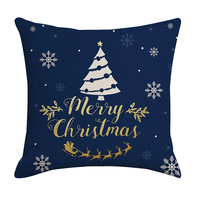 

45X45cm Merry Christmas Pillowcase Decoration Cover Linen Christma Tree Snowflake Pillow Case Sofa Cushion Home Car Gift