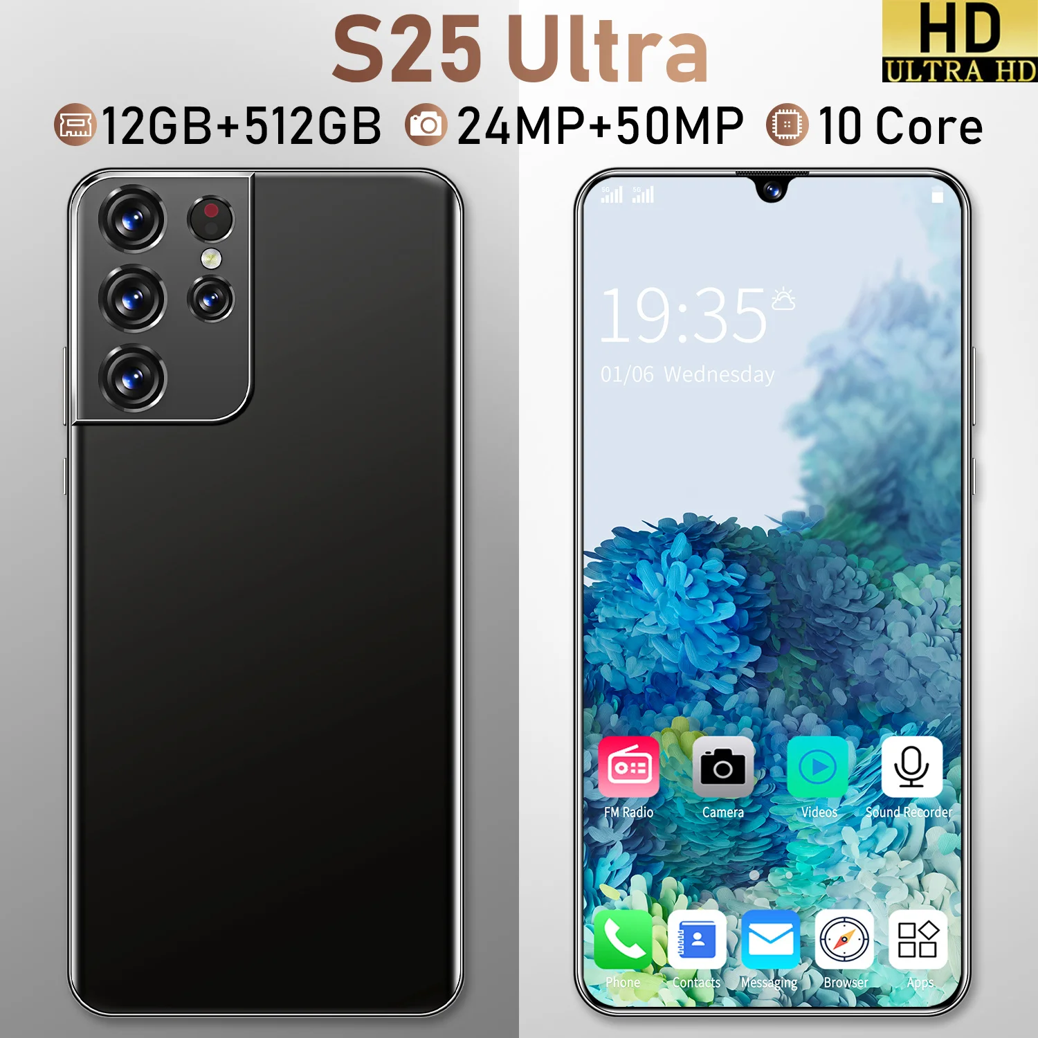 Global Version S25 Ultra Smartphones 6.6Inch 6000mAh 12+512GB Dual SIM Dual Standby Support Face ID 5G Android 10 CellPhones 
Global Version S25 Ultra Smartphones 6.6Inch 6000mAh 12+512GB Dual SIM Dual Standby Support Face ID 5G Android 10 CellPhones