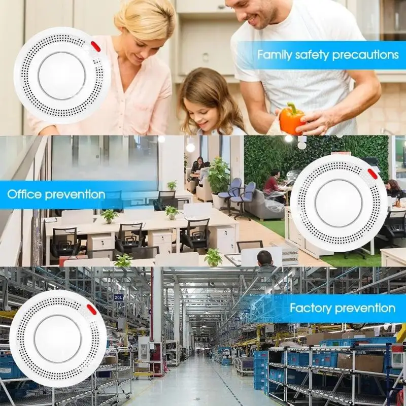 Tuya Smart Intelligent WiFi Smoke Detector Smoke Alarm Smoke Detection Sensor APP Push Remote Monitoring Smart life Home Control
Tuya Smart Intelligent WiFi Smoke Detector Smoke Alarm Smoke Detection Sensor APP Push Remote Monitoring Smart life Home Control