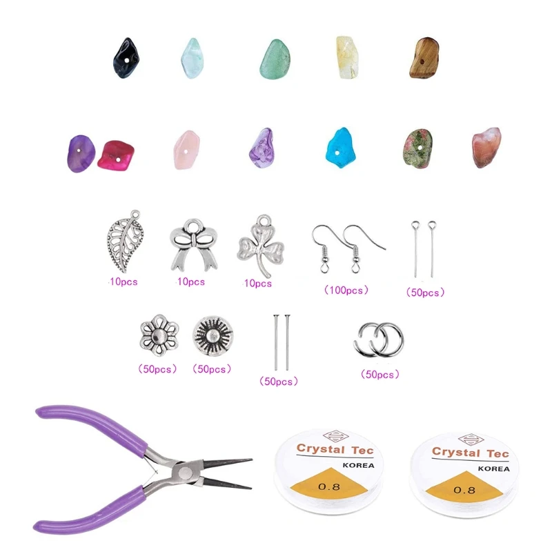 1 Set Natural Irregular Gemstones Beads Kit With Spacer Beads Jump Rings Ear Hooks Pliers DIY Jewelry Making Accessories
1 Set Natural Irregular Gemstones Beads Kit With Spacer Beads Jump Rings Ear Hooks Pliers DIY Jewelry Making Accessories