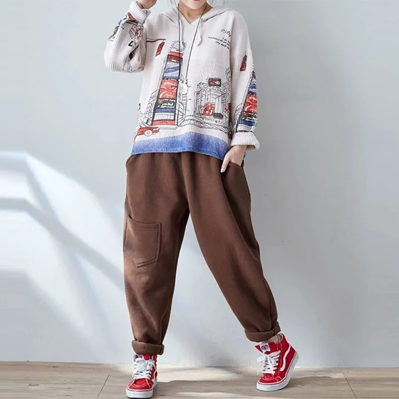 Autumn Winter New Korea Fashion Women Elastic Waist Loose Pants Thicken Warm Casual Harem Pants Femme Trausers Plus Size V120
Autumn Winter New Korea Fashion Women Elastic Waist Loose Pants Thicken Warm Casual Harem Pants Femme Trausers Plus Size V120