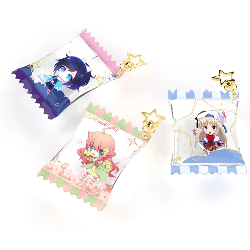 Vograce custom plastic acrylic candy charm transparent keychain 
Vograce custom plastic acrylic candy charm transparent keychain