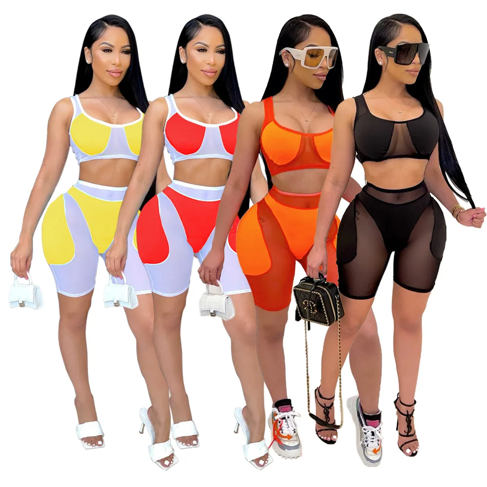 Mesh Patchwork Women's Set Sport Fashion Tank Tops and Shorts Matching Two 2 Piece Outfits Sport Tracksuit
Mesh Patchwork Women's Set Sport Fashion Tank Tops and Shorts Matching Two 2 Piece Outfits Sport Tracksuit