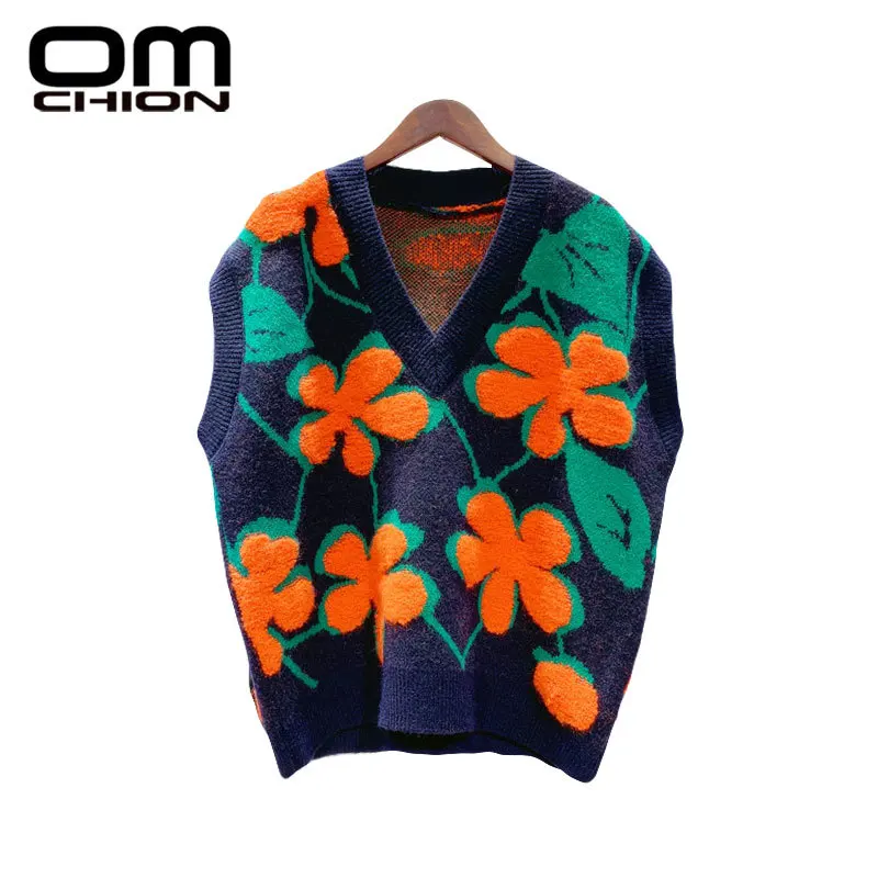OMCHION Floral Embroidery Knitted Sweater Vest Women's Autumn Korean V Neck Sleeveless Wasitcoat Female Casual Thick Jumper BE55
OMCHION Floral Embroidery Knitted Sweater Vest Women's Autumn Korean V Neck Sleeveless Wasitcoat Female Casual Thick Jumper BE55