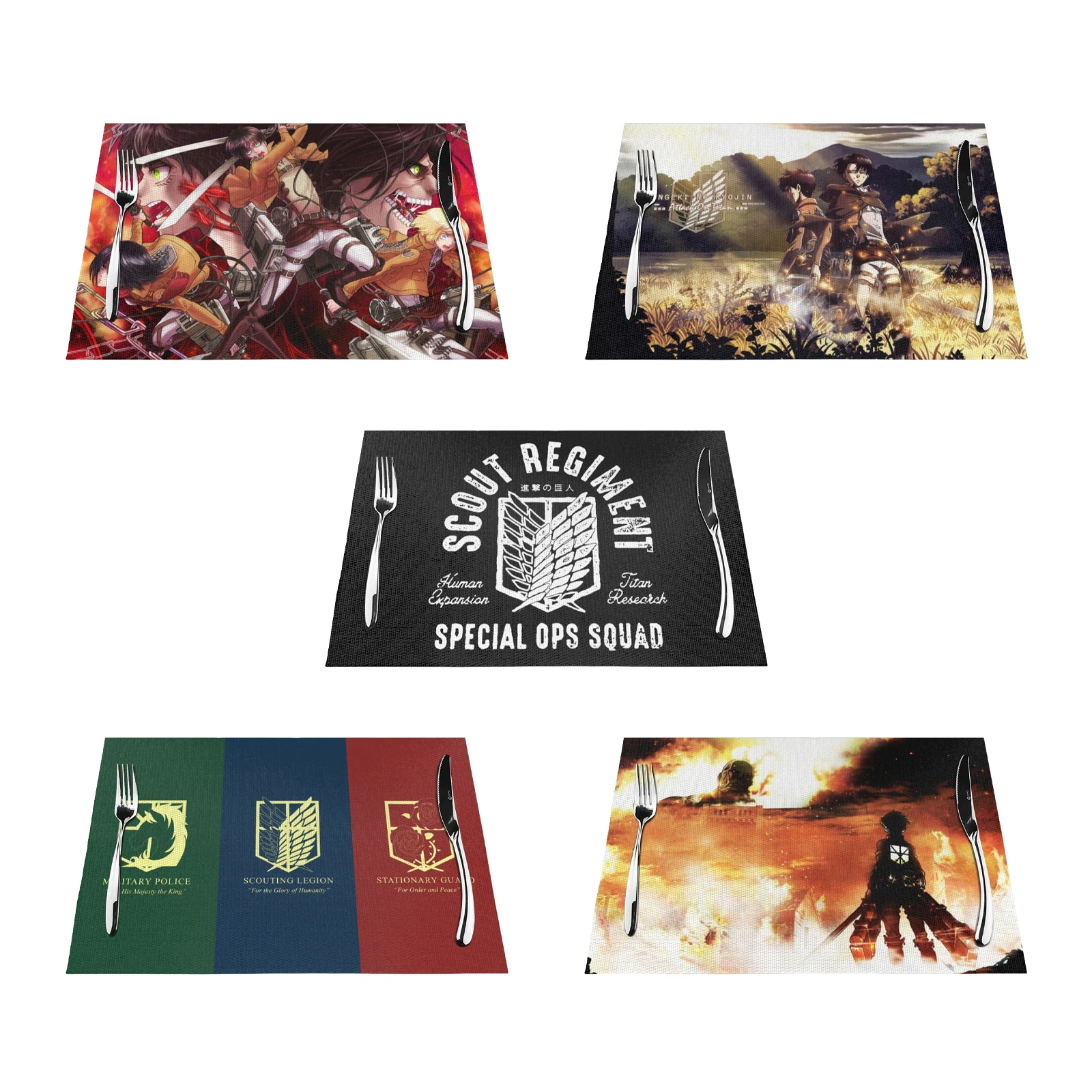 Anime Attack On Titan AOT Placemat Dining Table Stain Resistant Anti-Skid Washable PVC Table Mats Woven Placemats
Anime Attack On Titan AOT Placemat Dining Table Stain Resistant Anti-Skid Washable PVC Table Mats Woven Placemats