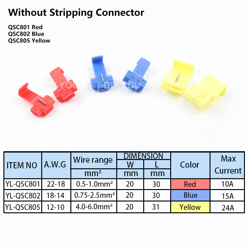 30/50/100PCS Without Stripping Wire Cable Connector Quick Splice Insulated Scotch Lock Crimp Terminal 22-18AWG/18-14AWG/12-10AWG
30/50/100PCS Without Stripping Wire Cable Connector Quick Splice Insulated Scotch Lock Crimp Terminal 22-18AWG/18-14AWG/12-10AWG